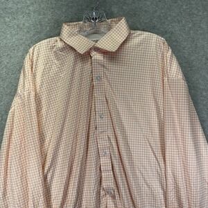 Collars & Co Dress Collar Polo Shirt Mens 2XL Orange Check Performance Stretch